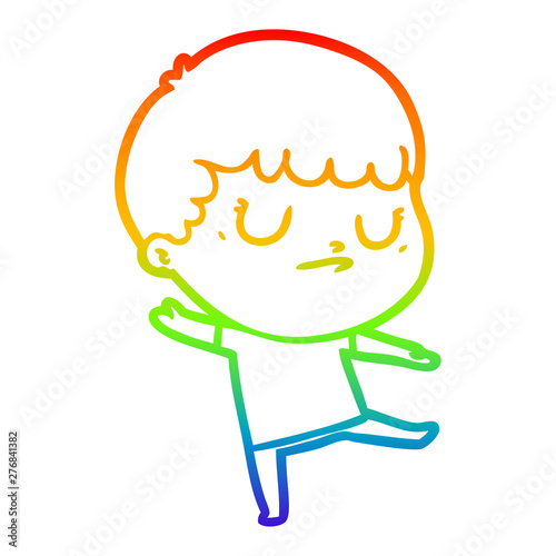 rainbow gradient line drawing cartoon grumpy boy