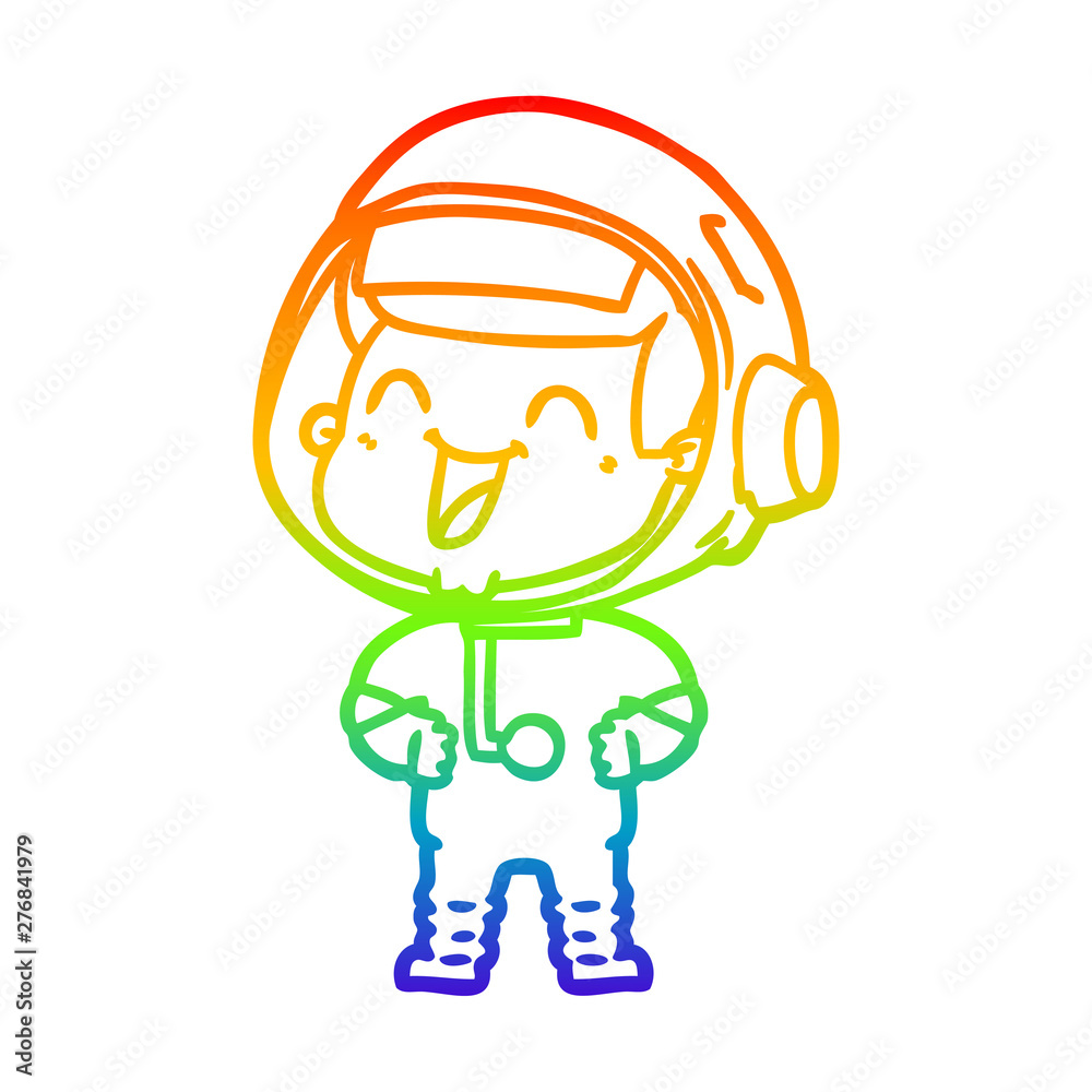 rainbow gradient line drawing happy cartoon astronaut rainbow gradient line drawing happy cartoon astronaut
