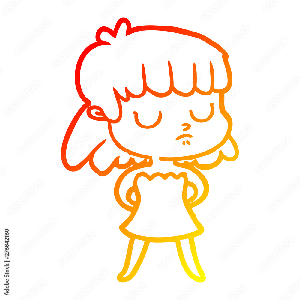 warm gradient line drawing cartoon indifferent woman warm gradient line drawing cartoon indifferent woman