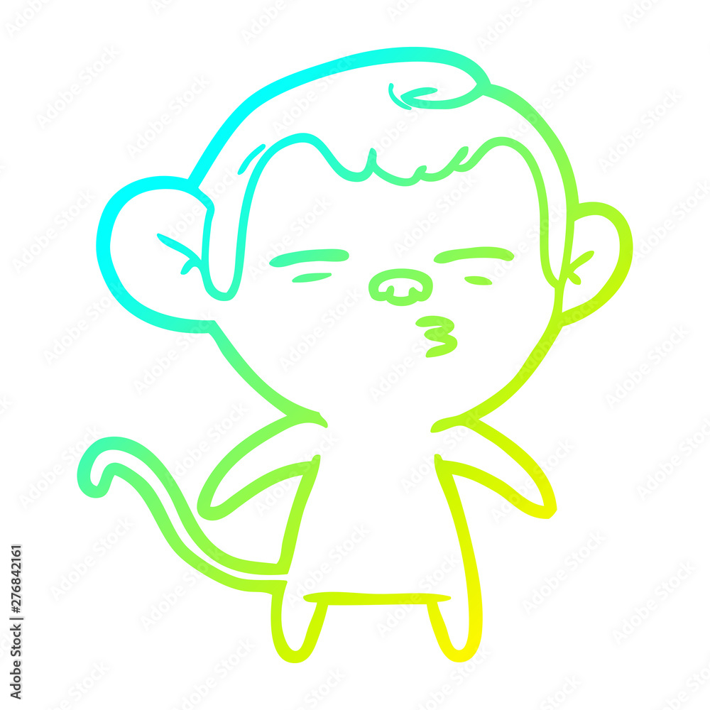 Obraz premium cold gradient line drawing cartoon suspicious monkey