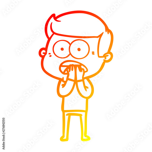 warm gradient line drawing cartoon shocked man