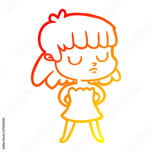 warm gradient line drawing cartoon indifferent woman