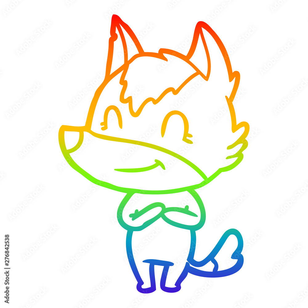 rainbow gradient line drawing friendly cartoon wolf rainbow gradient line drawing friendly cartoon wolf