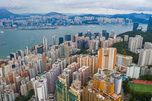 Aerial view of Hong Kong residential district photo