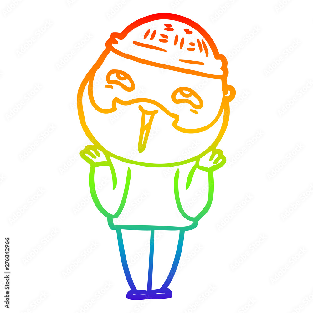 rainbow gradient line drawing cartoon happy bearded man rainbow gradient line drawing cartoon happy bearded man