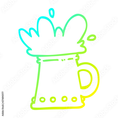 cold gradient line drawing cartoon beer tankard