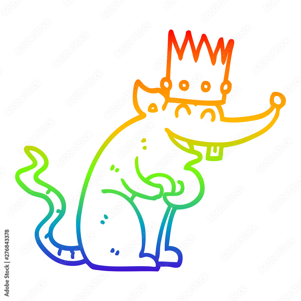 rainbow gradient line drawing cartoon rat king laughing Stock Vector |  Adobe Stock