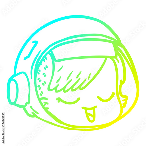 cold gradient line drawing cartoon astronaut face