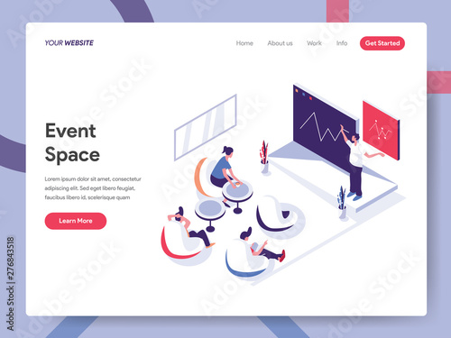 Landing page template of Event Space Illustration Concept. Isometric flat design concept of web page design for website and mobile website.Vector illustration EPS 10