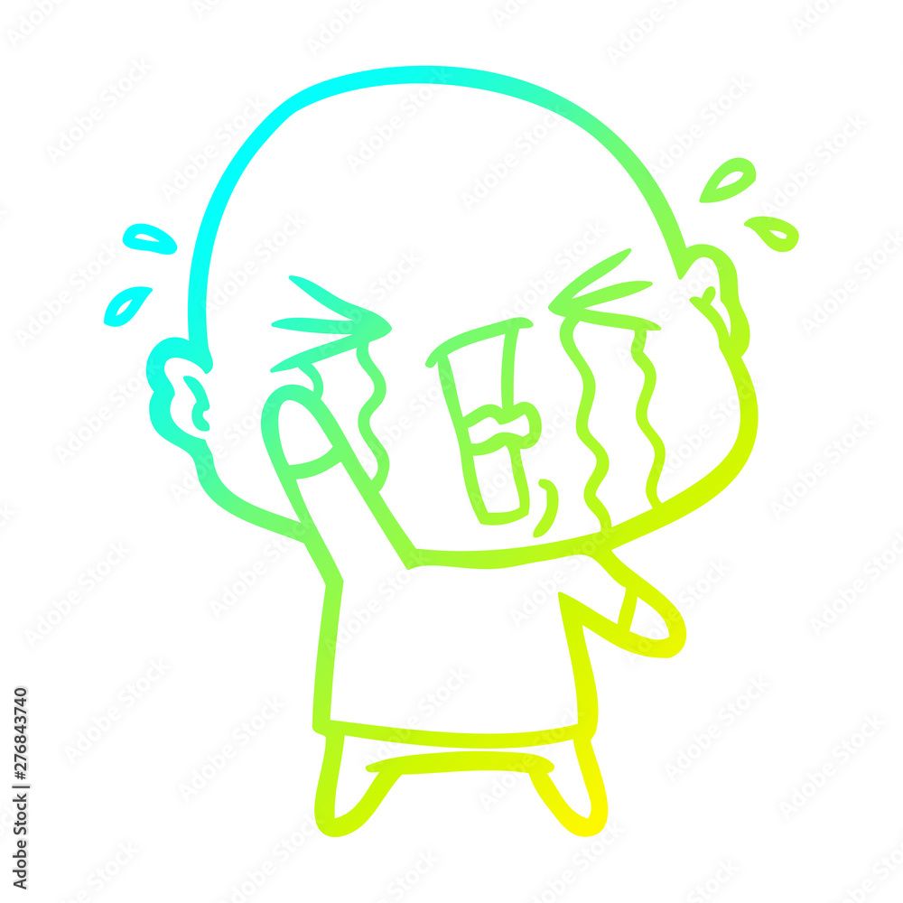 cold gradient line drawing cartoon crying bald man cold gradient line drawing cartoon crying bald man