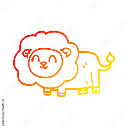 warm gradient line drawing cartoon lion