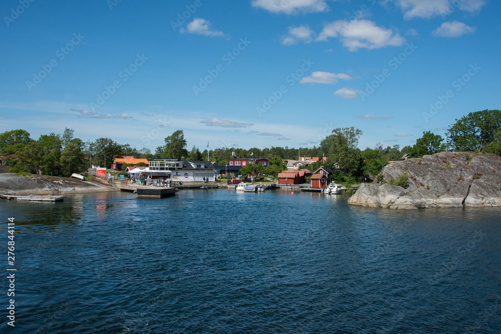  Islands in the Stockholm outer archipelago a sunny sommer day around the bay Bergbofjärden at the island Möja