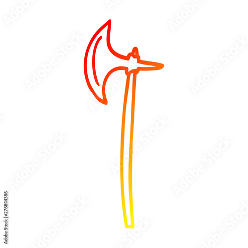 warm gradient line drawing cartoon medieval axe