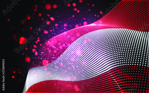 Vector bright glowing country flag of abstract dots. Austria