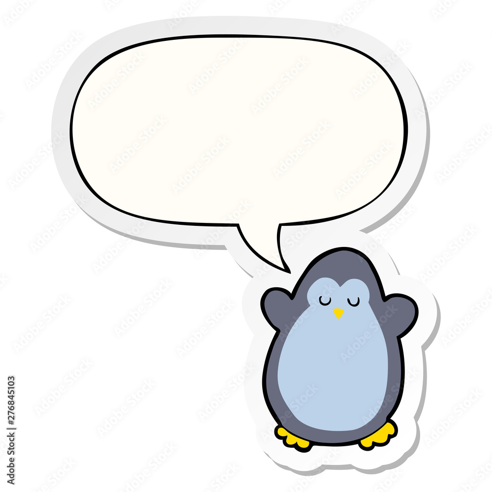 cartoon penguin and speech bubble sticker