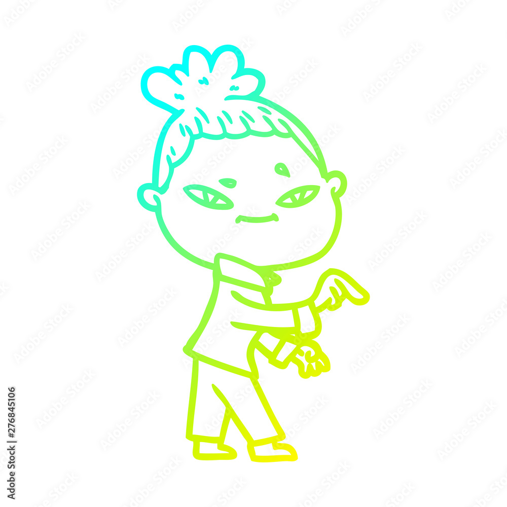 cold gradient line drawing cartoon woman cold gradient line drawing cartoon woman