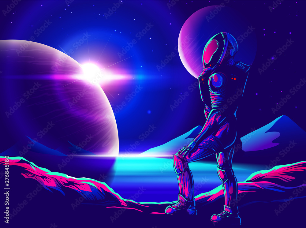 Space Exploration Art in Comic Style