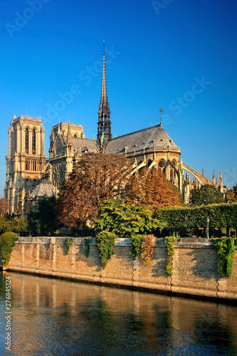 PARIS, FRANCE. The Notre Dame Cathedral (before the fire) on Île de la Cité, one of the islands in Seine river. 