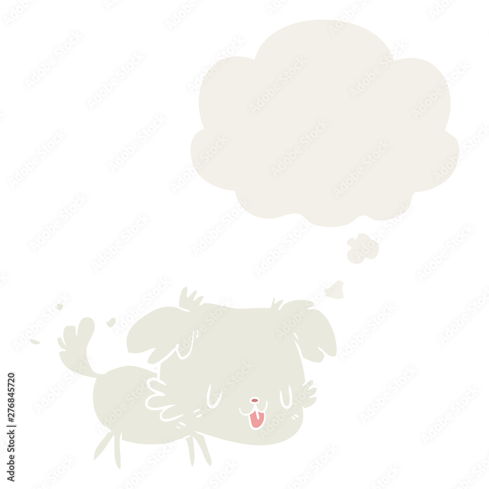 Obraz premium cartoon dog and thought bubble in retro style