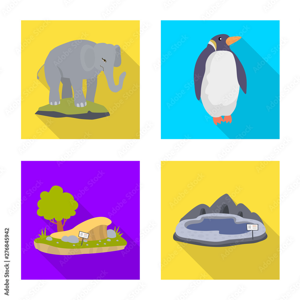 Vector illustration of safari and animal sign. Set of safari and fun stock vector illustration.
