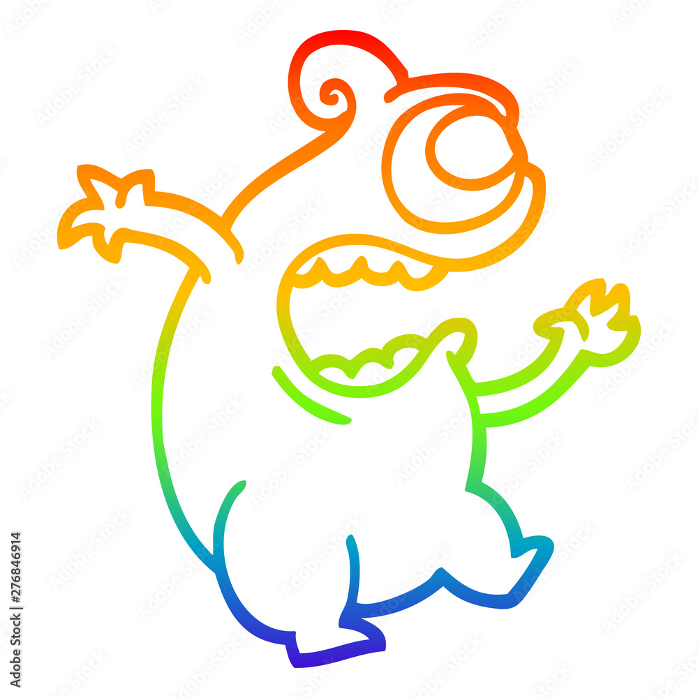 rainbow gradient line drawing cartoon green alien rainbow gradient line drawing cartoon green alien