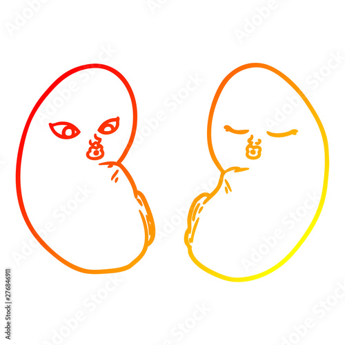 warm gradient line drawing cartoon kidneys