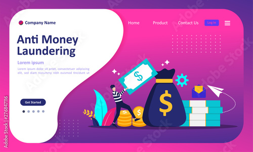 AML concept, anti money laundering , stop corruption and illegal business,  Suitable for web landing page, ui, mobile app, banner template. Vector Illustration. 