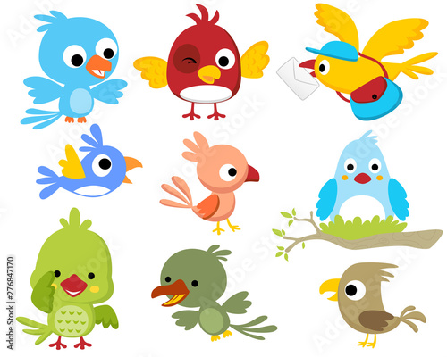 Vector set of birds cartoon