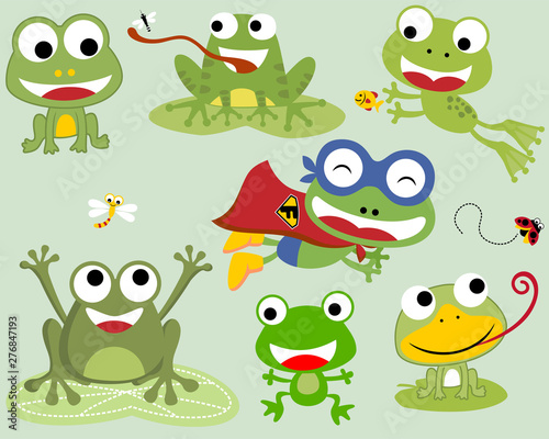 Fototapeta Naklejka Na Ścianę i Meble -  Vector set of frogs cartoon
