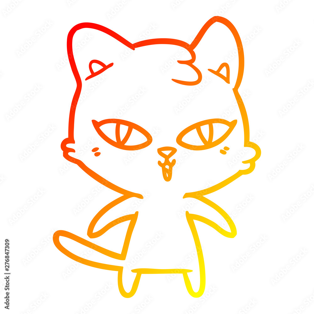 warm gradient line drawing cartoon cat warm gradient line drawing cartoon cat