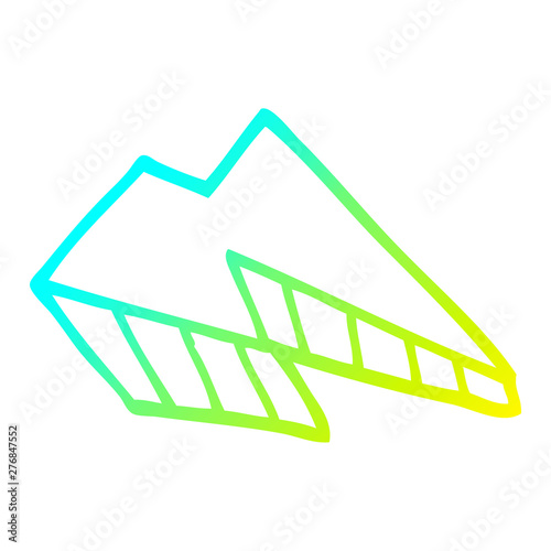 cold gradient line drawing cartoon lightening bolt