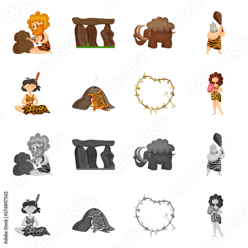 Isolated object of evolution and prehistory logo. Collection of evolution and development stock symbol for web.