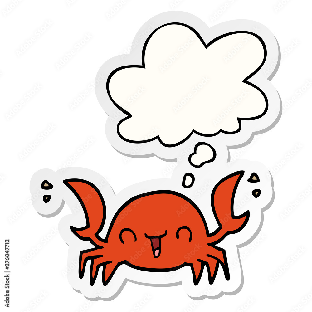 cartoon crab and thought bubble as a printed sticker cartoon crab and thought bubble as a printed sticker