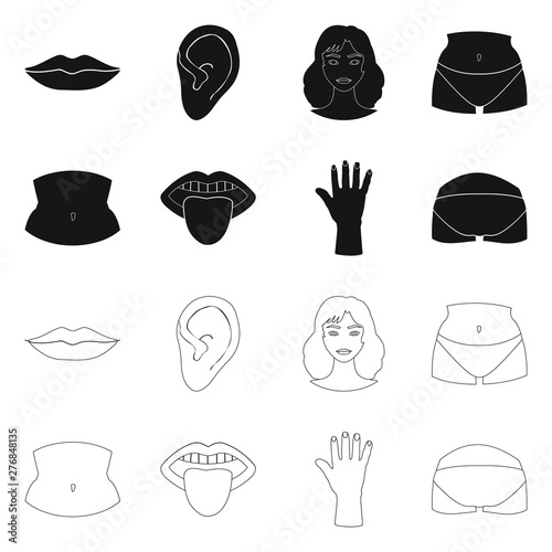 Isolated object of body and part sign. Set of body and anatomy stock symbol for web.