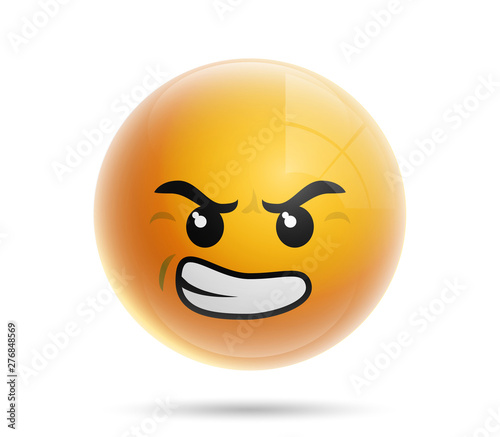 single icon yellow color head emoticon emoji isolated on white background. 3D realistic icon yellow face with emoticon emoji for Social Network