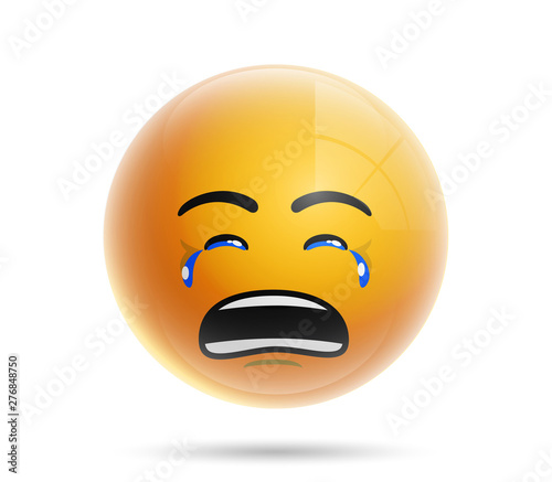 single icon yellow color head emoticon emoji isolated on white background. 3D realistic icon yellow face with emoticon emoji for Social Network