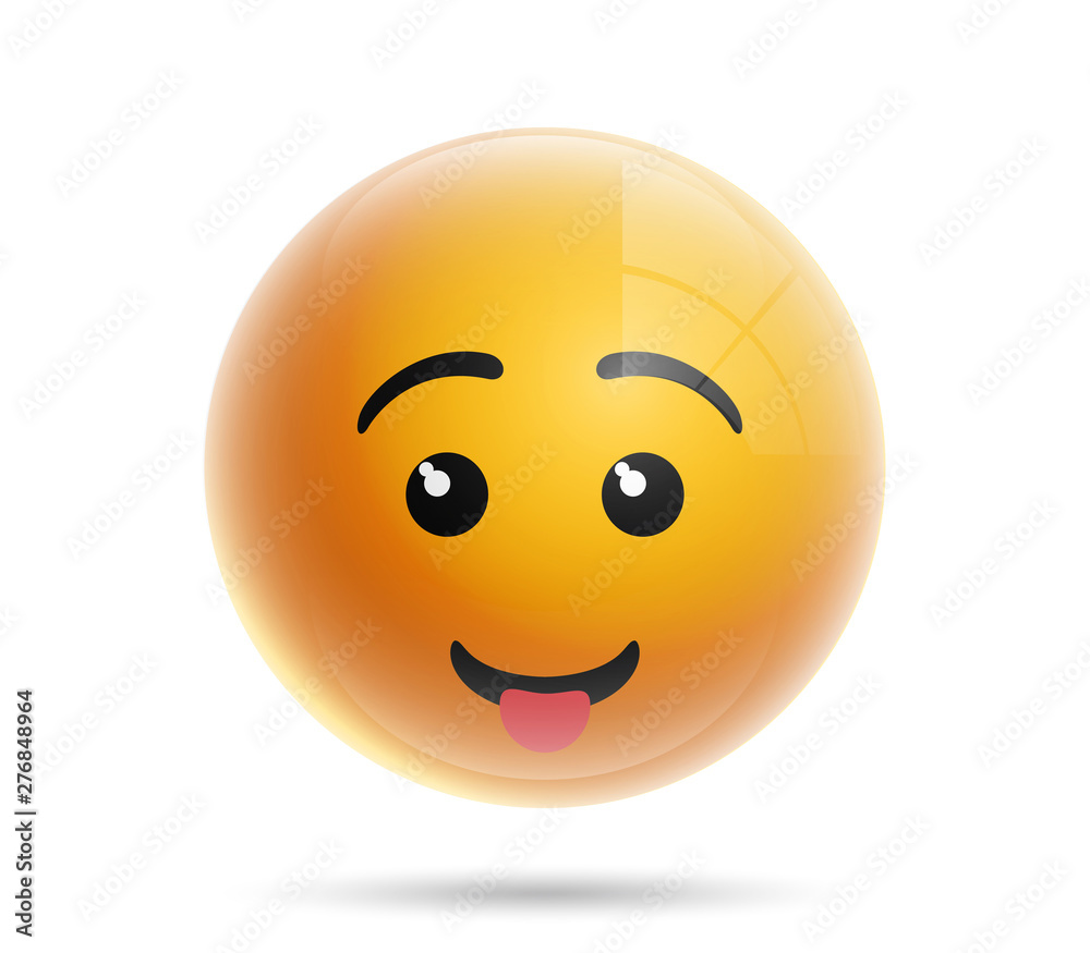 Fototapeta premium single icon yellow color head emoticon emoji isolated on white background. 3D realistic icon yellow face with emoticon emoji for Social Network