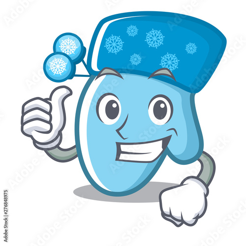 Thumbs up winter gloves isolated in the mascot