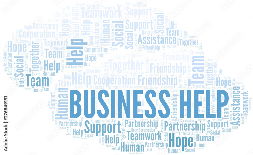 Obraz premium Business Help word cloud. Vector made with text only.
