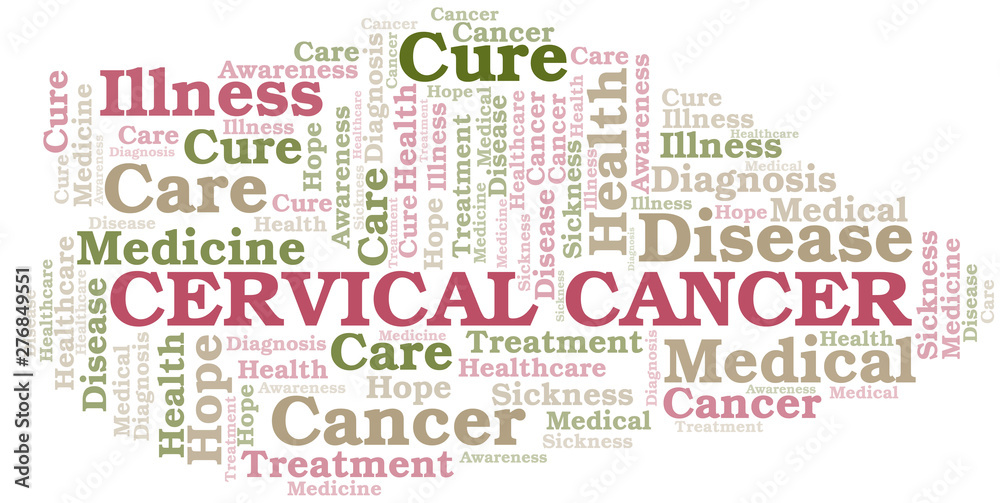 Cervical Cancer word cloud. Vector made with text only.