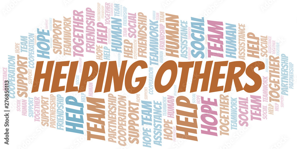 Helping Others word cloud. Vector made with text only.
