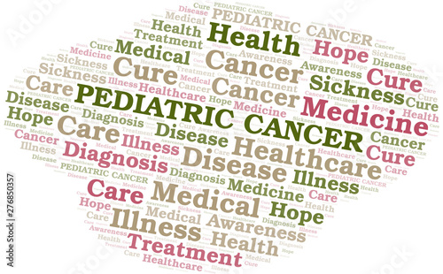Pediatric Cancer word cloud. Vector made with text only.