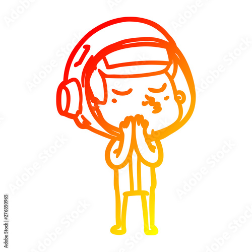 warm gradient line drawing cartoon confident astronaut