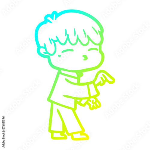 cold gradient line drawing cartoon curious boy