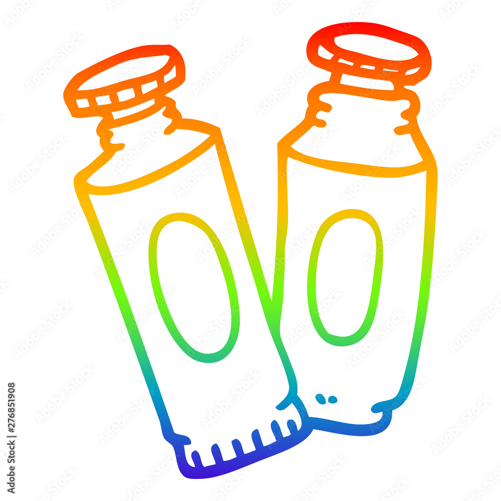 rainbow gradient line drawing cartoon paint tubes