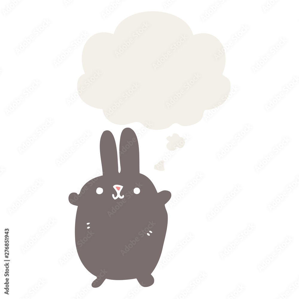 cartoon rabbit and thought bubble in retro style cartoon rabbit and thought bubble in retro style