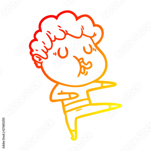 warm gradient line drawing cartoon man singing