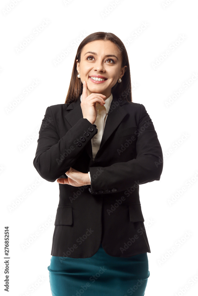 Stylish businesswoman on white background Stylish businesswoman on white background