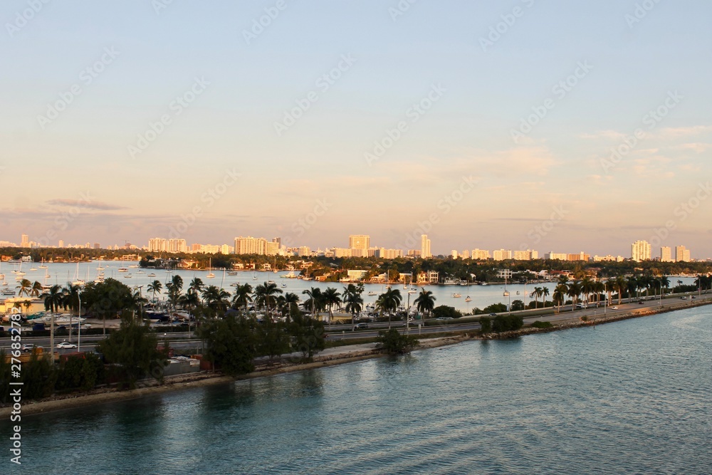 skyline of Miami harbor