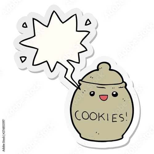 Valokuvatapetti cute cartoon cookie jar and speech bubble sticker